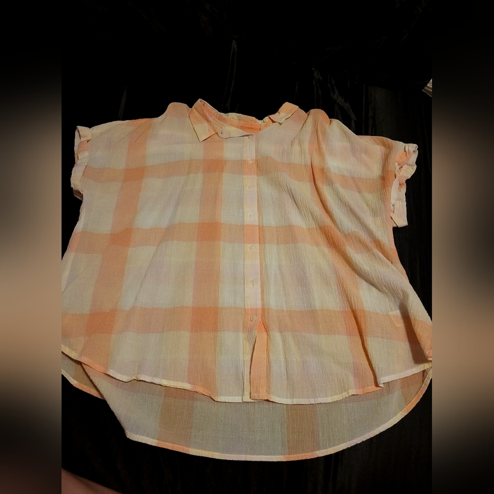 plaid button down blouse
